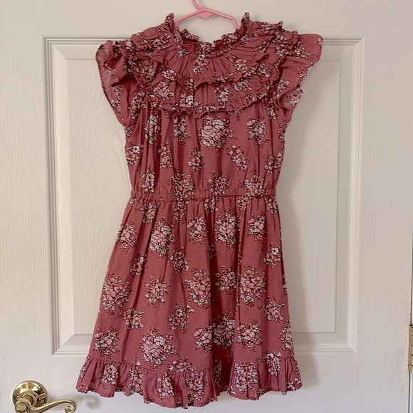 Janie and Jack girl’s cotton floral dress, size 8, color is mauve - Picture 1 of 4